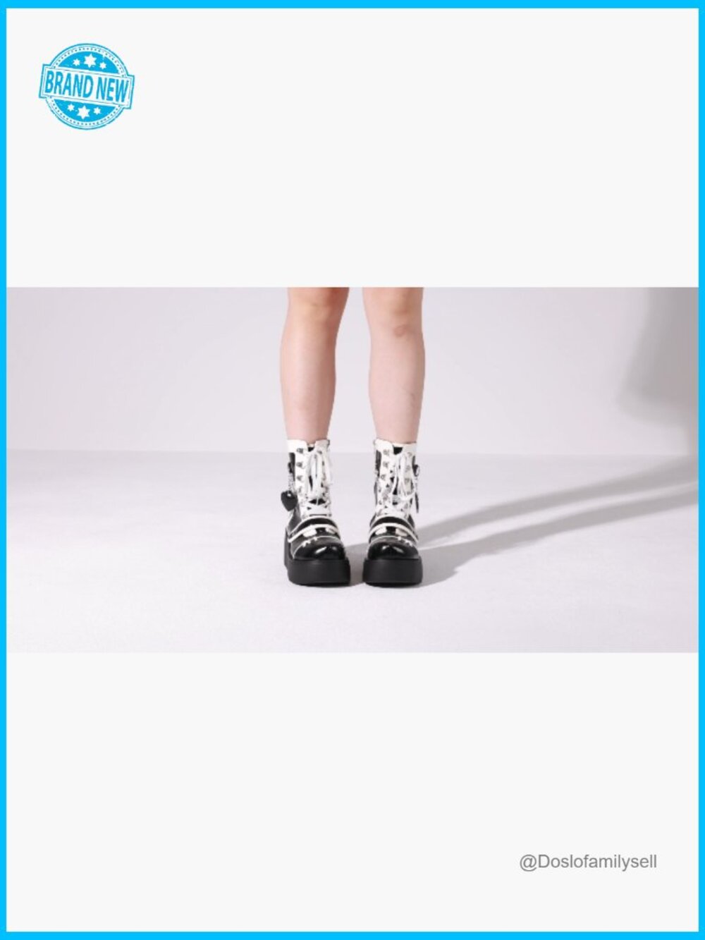 Platform Ankle Boots Wedge High Heel Booties Goth Round Toe Combat Lace Up Rave - Picture 7 of 7